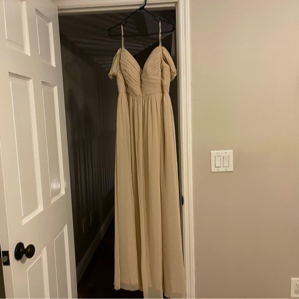 Brand new only worn for try on revelry Champagne size 10 bridesmaids dress